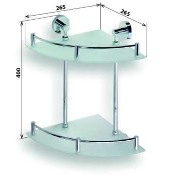 OMEGA Glasablage 2 Ablageflächen Eckmodell 250 x 250 x 390mm | OM130