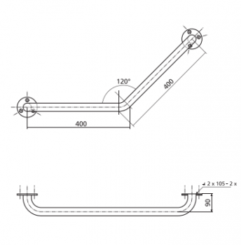 PERFECTA Winkelgriff 120° 630 x 400 mm