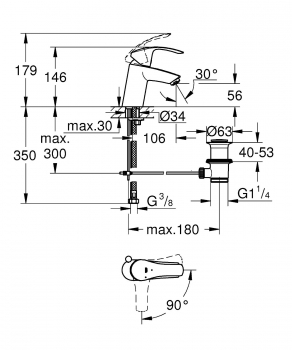 GROHE EUROSMART Waschtischmischer Neu SilkMove ES, chrom