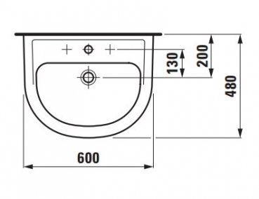 LAUFEN Pro B Waschtisch | 600 x 480 mm, 1 HL mit ÜL, weiß