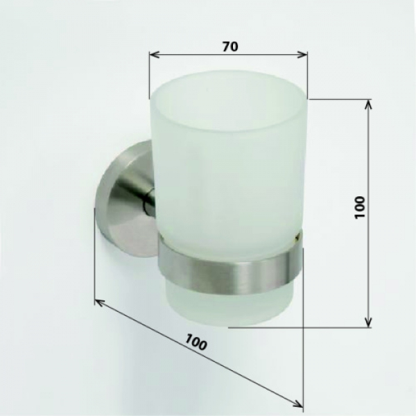 NEO Glashalter mit Glas 95 x 110 x 55 mm, Edelstahl gebürstet | NE102