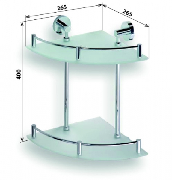 OMEGA Glasablage 2 Ablageflächen Eckmodell 250 x 250 x 390mm | OM130