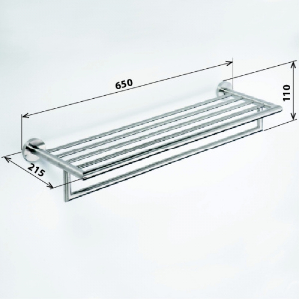 NEO Handtuchablage 650 x 210 x 110mm, Edelstahl gebürstet | NE117