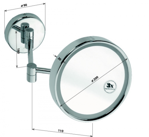 SPIRANTA Kosmetikspiegel mit Beleuchtung 200 mm Ø Doppelarm, 220V | SP102