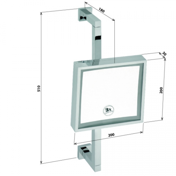 SPIRANTA Kosmetikspiegel mit Beleuchtung 200 mm Eckig 220V | SP100MB