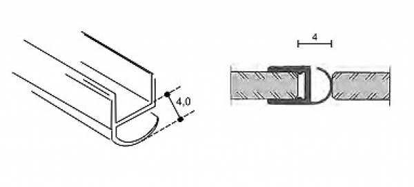 Duschkabinen Dichtleiste 1749 - 2000 mm für 8 mm Glas
