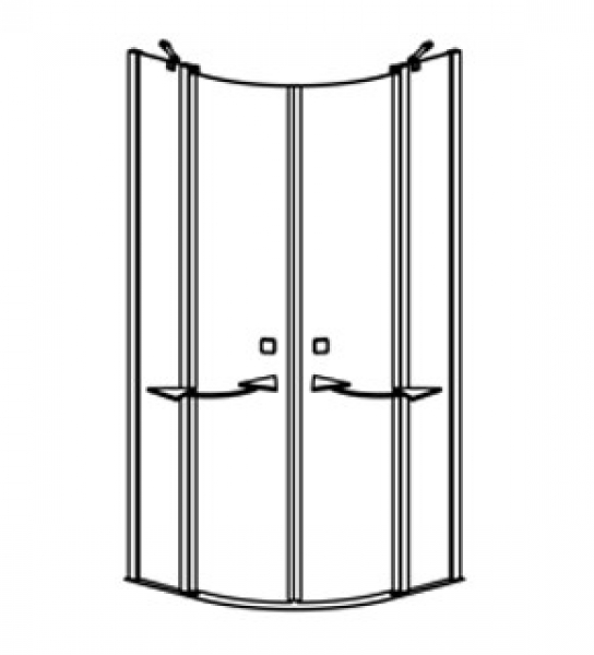 PERFECTA Flex gebogene Dusch-Pendeltüren mit 2 Festteilen 800 x 800 mm