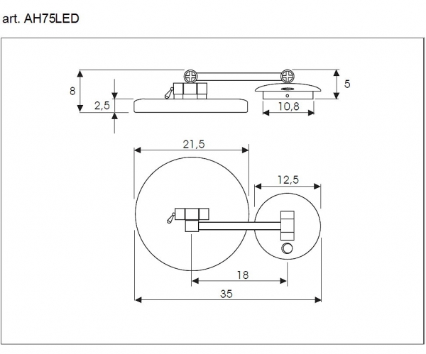 LED Kosmetikspiegel 220V, Ø 215 mm