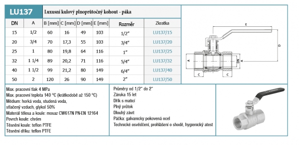 Kugelhahn + Hebel 1/2 "